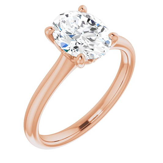 18K Rose Oval Engagement Ring Mounting