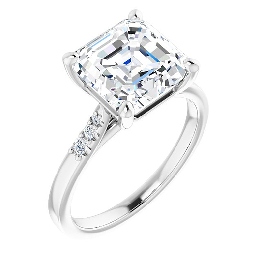 14K White Engagement Ring Mounting