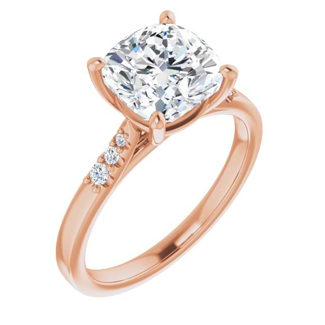 14K Rose Engagement Ring Mounting