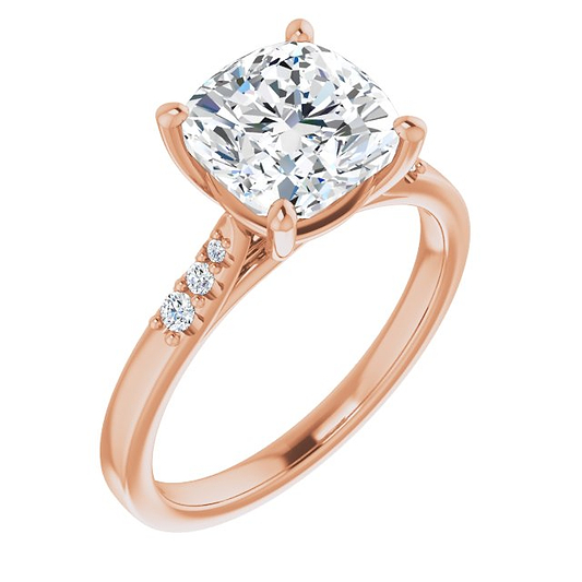 14K Rose Engagement Ring Mounting