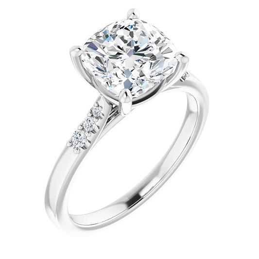 14K White Engagement Ring Mounting