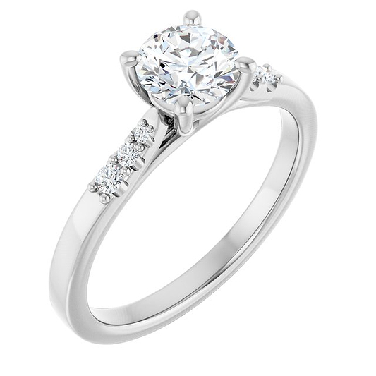 14K White Engagement Ring Mounting