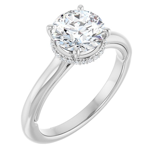 14K White Engagement Ring Mounting