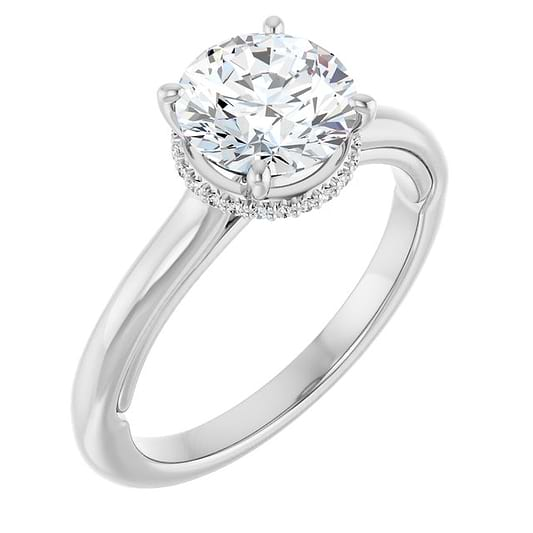 14K White Engagement Ring Mounting