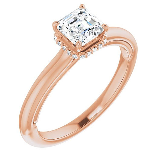 14K Rose Engagement Ring Mounting