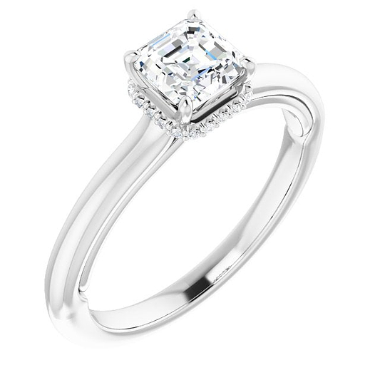 14K White Engagement Ring Mounting