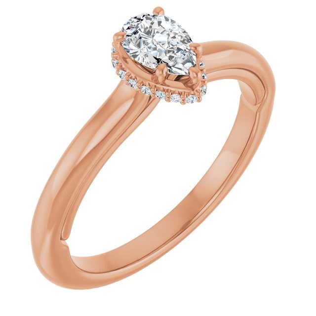 14K Rose Engagement Ring Mounting