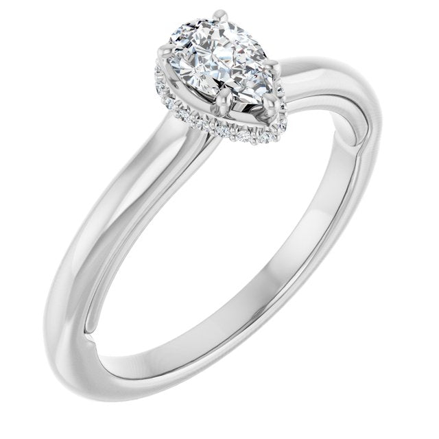 14K White Engagement Ring Mounting