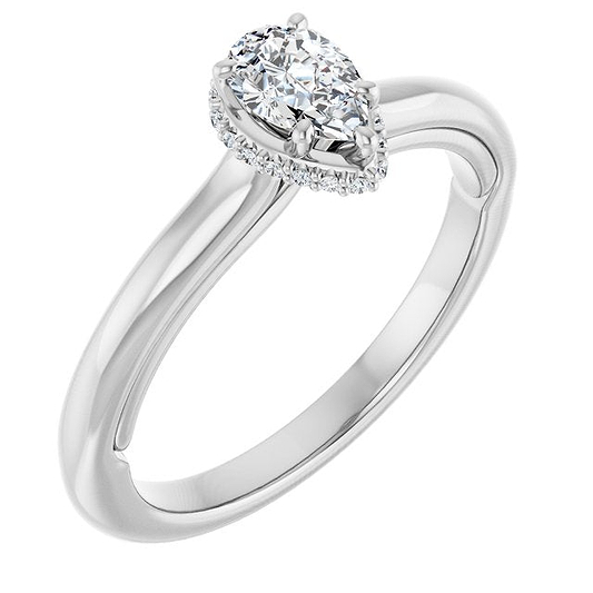 14K White Engagement Ring Mounting