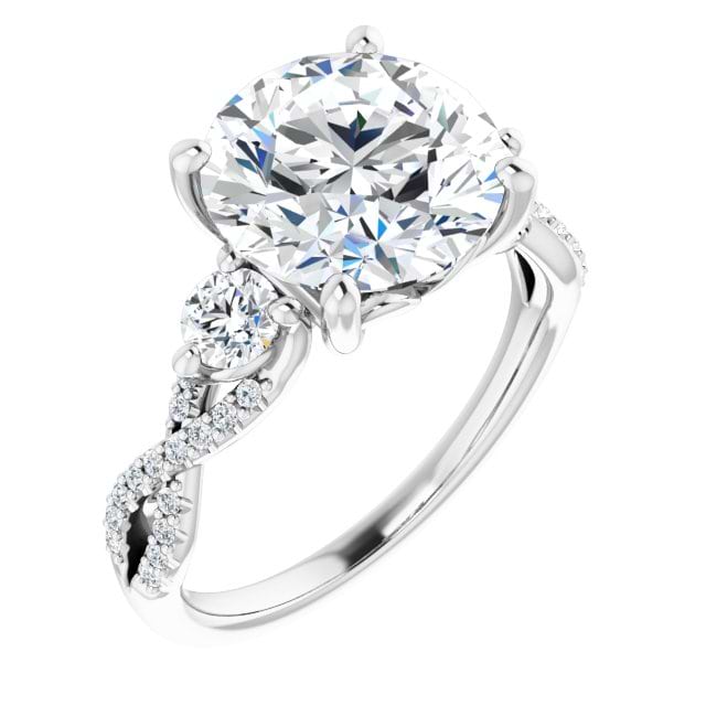 14K White Engagement Ring Mounting