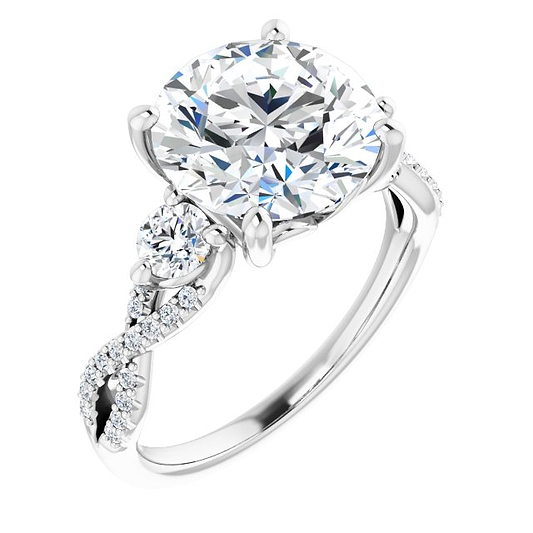 14K White Engagement Ring Mounting