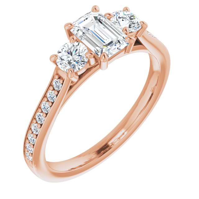 14K Rose Engagement Ring Mounting