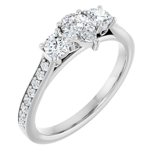 18K White Engagement Ring Mounting