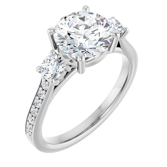 14K White Engagement Ring Mounting