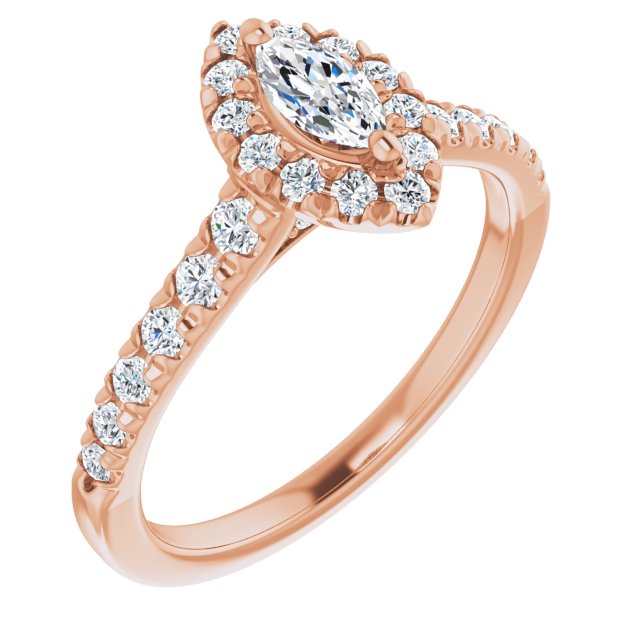 14K Rose French-Set Engagement Ring Mounting