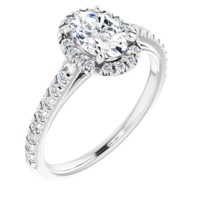 14K White French-Set Engagement Ring Mounting