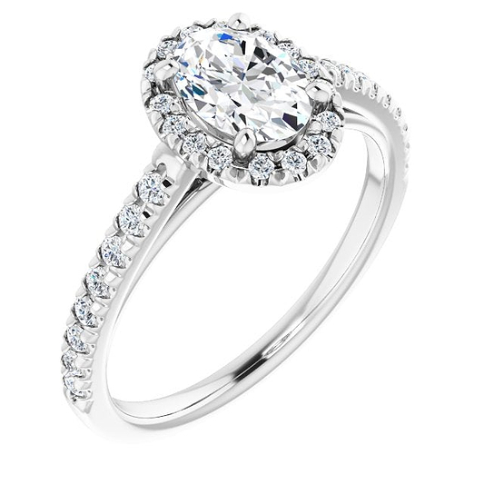 14K White French-Set Engagement Ring Mounting