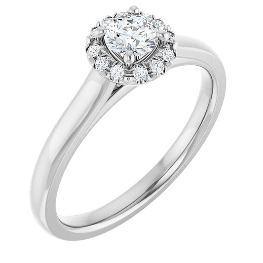 14K White French-Set Engagement Ring Mounting