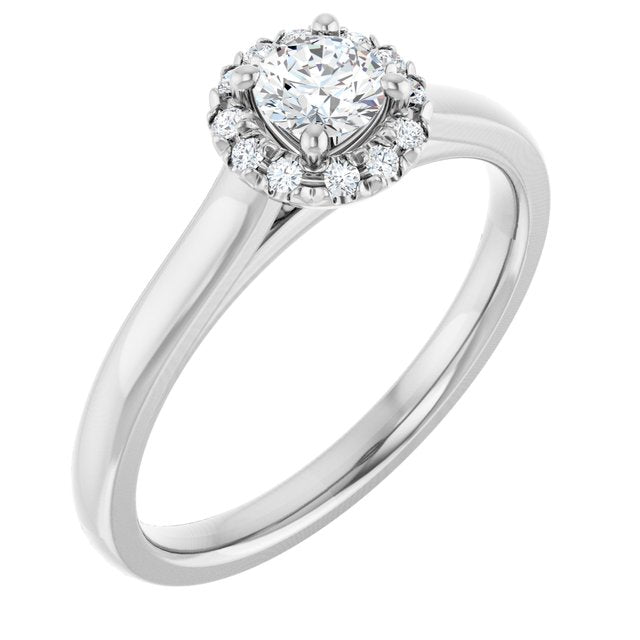 Platinum French-Set Engagement Ring Mounting