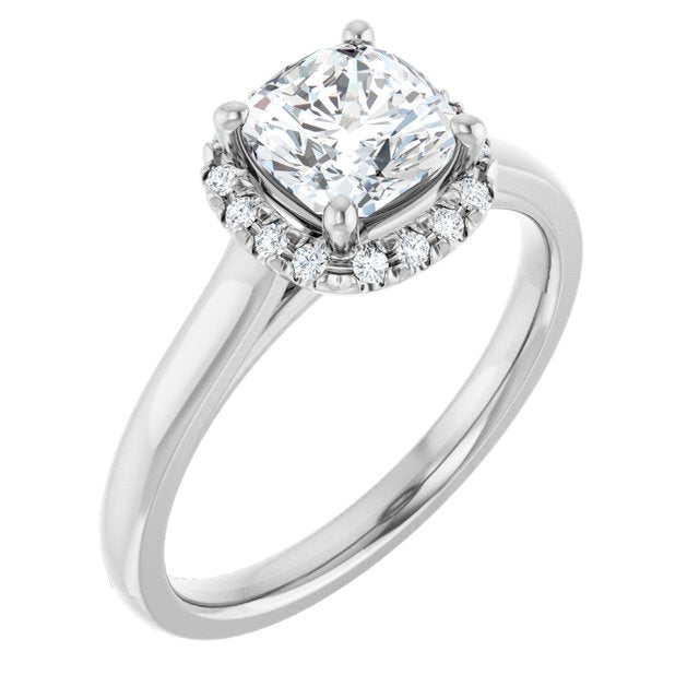 18K White French-Set Engagement Ring Mounting