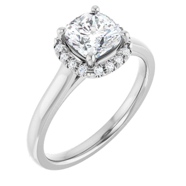 18K White French-Set Engagement Ring Mounting