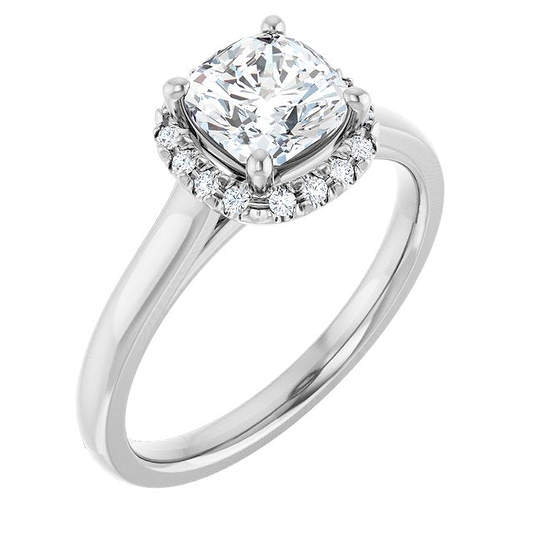 18K White French-Set Engagement Ring Mounting