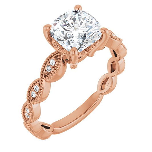 14K Rose Engagement Ring Mounting