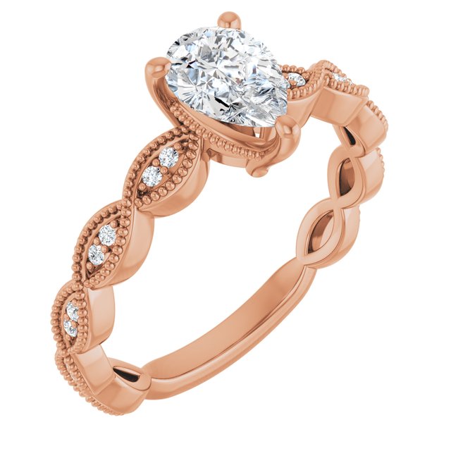 14K Rose Engagement Ring Mounting