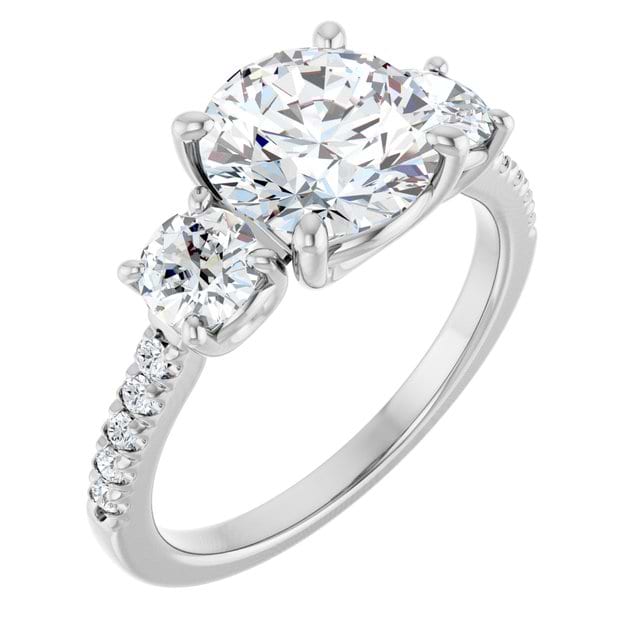14K White Engagement Ring Mounting