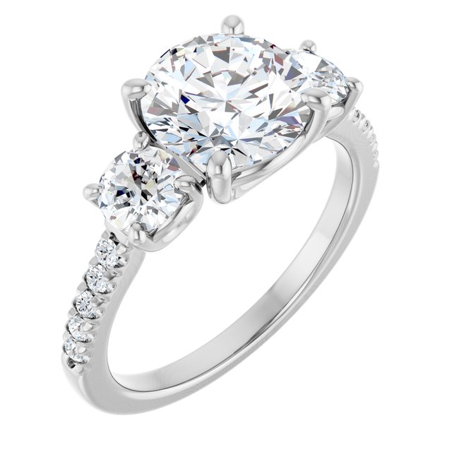 14K White Engagement Ring Mounting