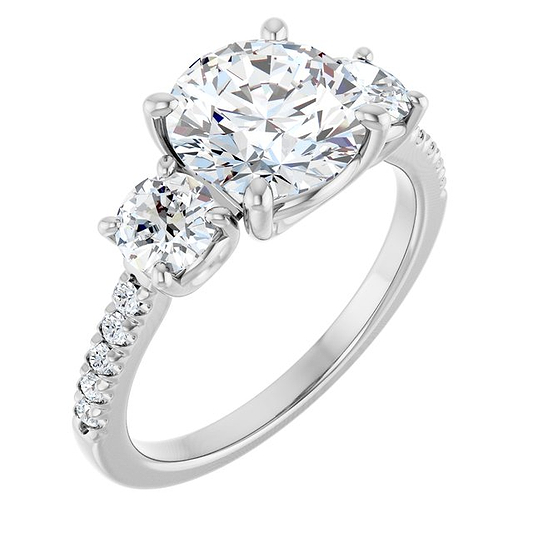 14K White Engagement Ring Mounting