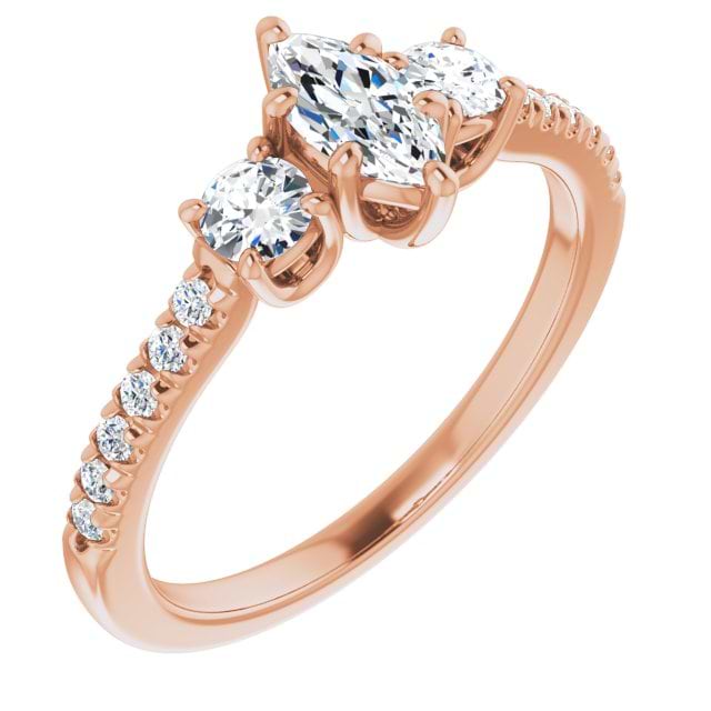 14K Rose Engagement Ring Mounting