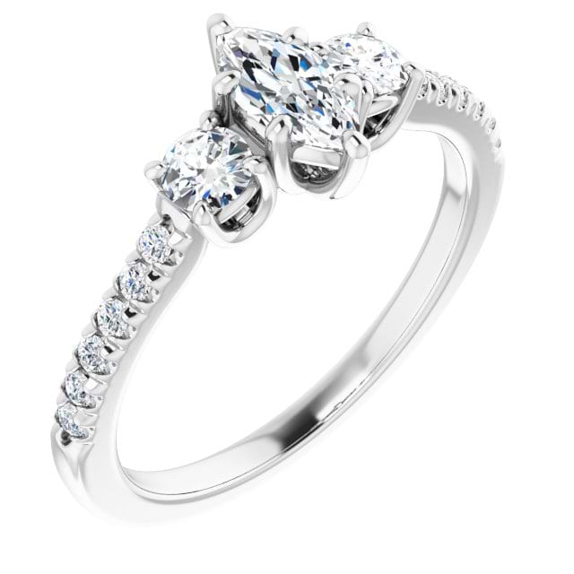 14K White Engagement Ring Mounting