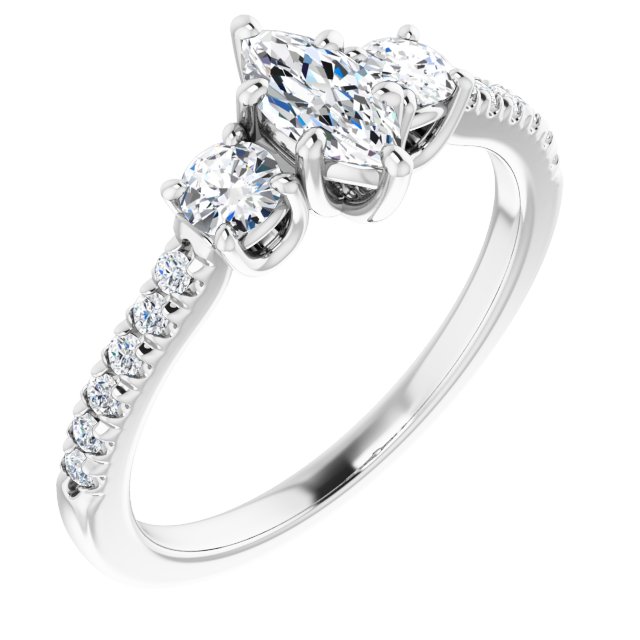 14K White Engagement Ring Mounting