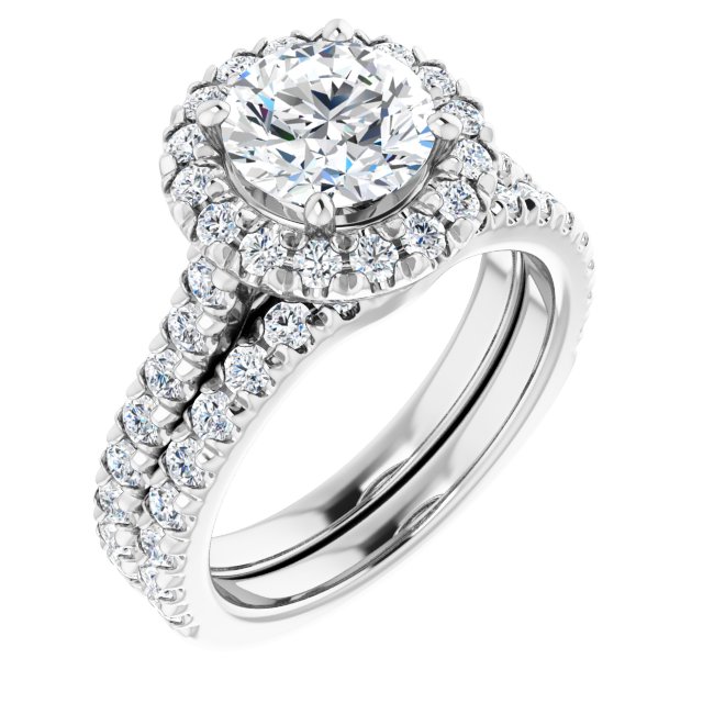 18K White French Set Engagement Ring Mounting