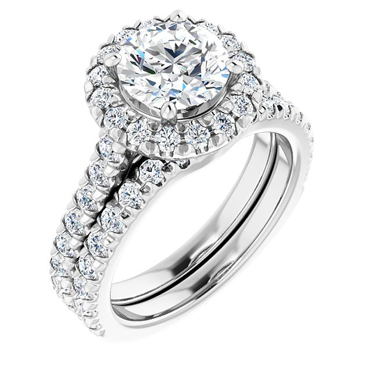 18K White French Set Engagement Ring Mounting