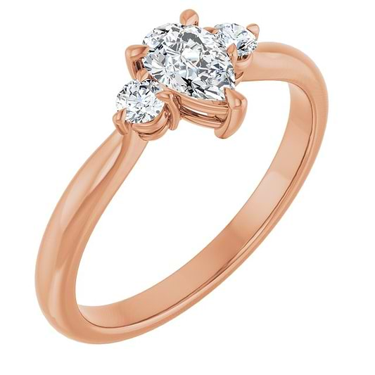 14K Rose Engagement Ring Mounting