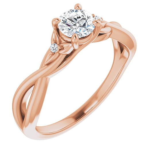 14K Rose Engagement Ring Mounting