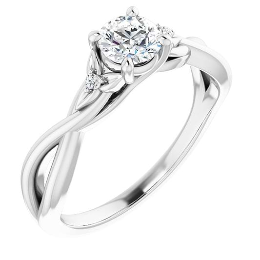 14K White Engagement Ring Mounting