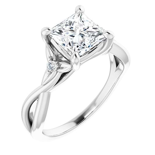 18K White Engagement Ring Mounting