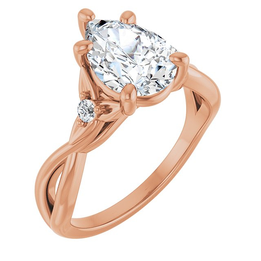14K Rose Engagement Ring Mounting