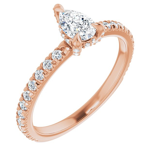 14K Rose Engagement Ring Mounting