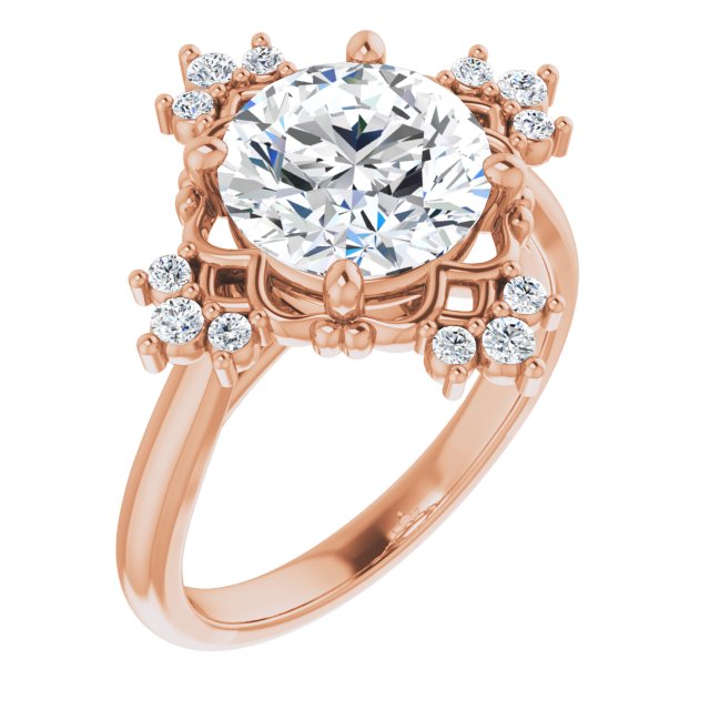 14K Rose Engagement Ring Mounting