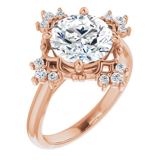 14K Rose Engagement Ring Mounting