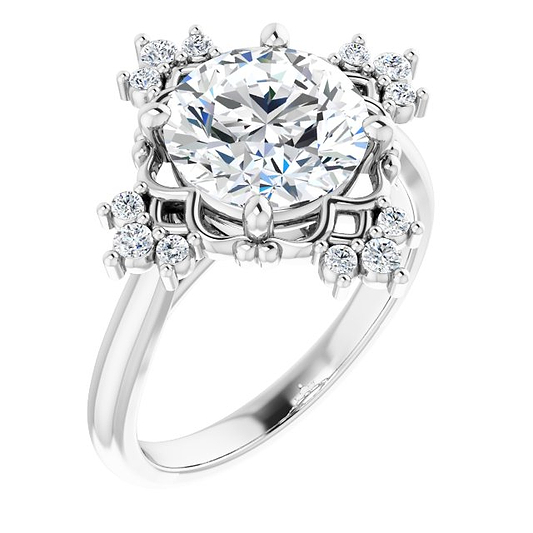 14K White Engagement Ring Mounting