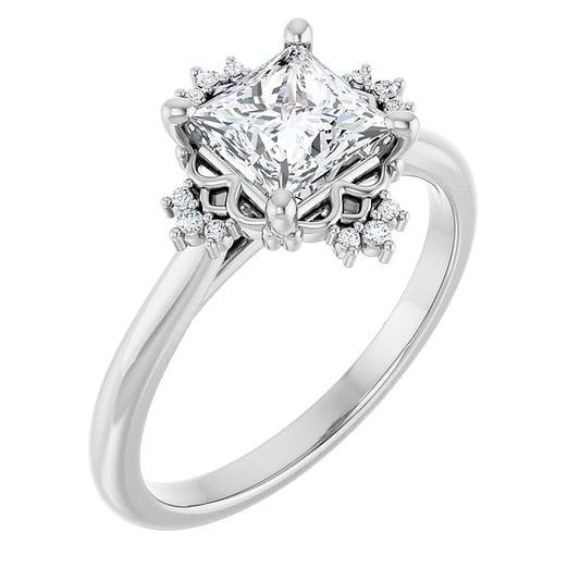 14K White Engagement Ring Mounting