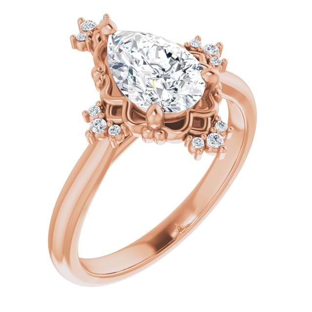 14K Rose Engagement Ring Mounting