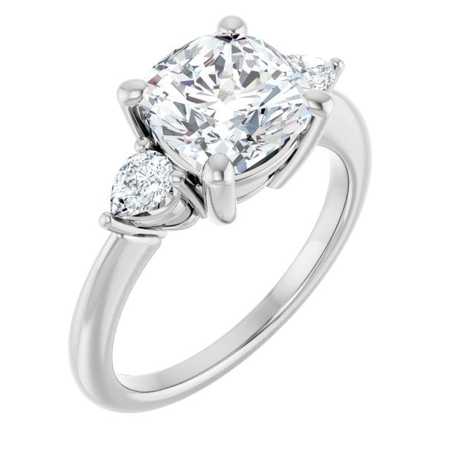 14K White Engagement Ring Mounting