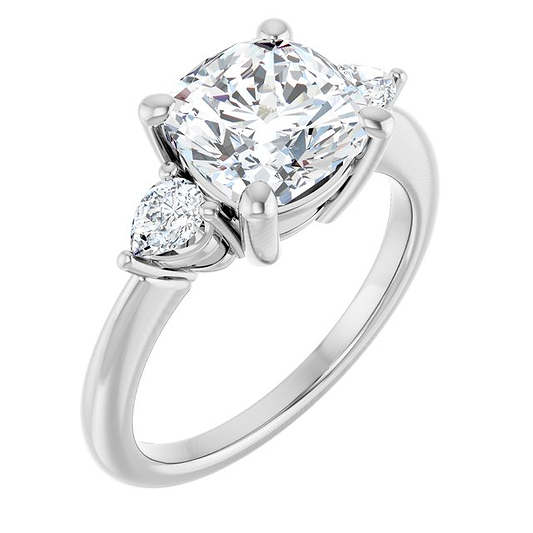 14K White Engagement Ring Mounting