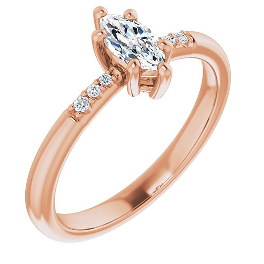 14K Rose Engagement Ring Mounting